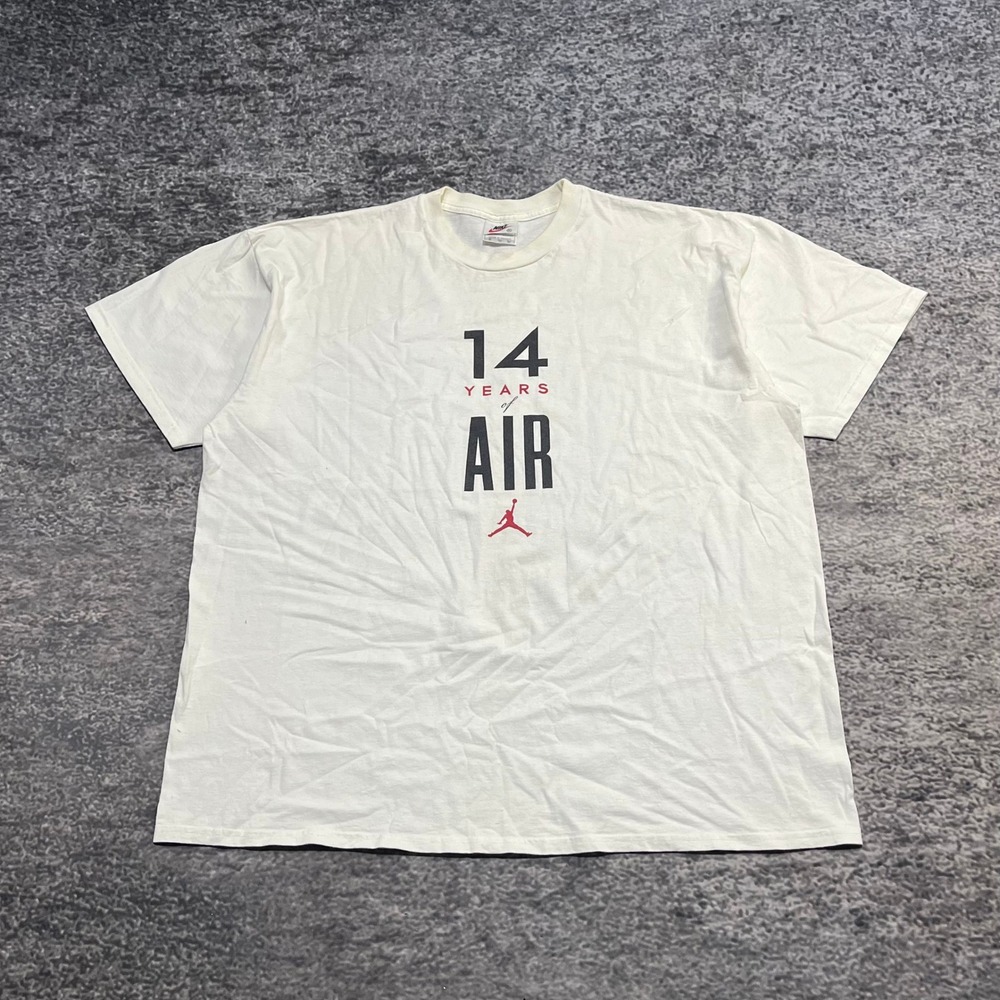 Vintage 90s Nike 14 Years‎ Air Jordan T Shirt Mens XXL White Sneaker